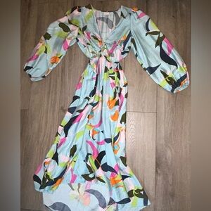 Multicolored dress with high low hem